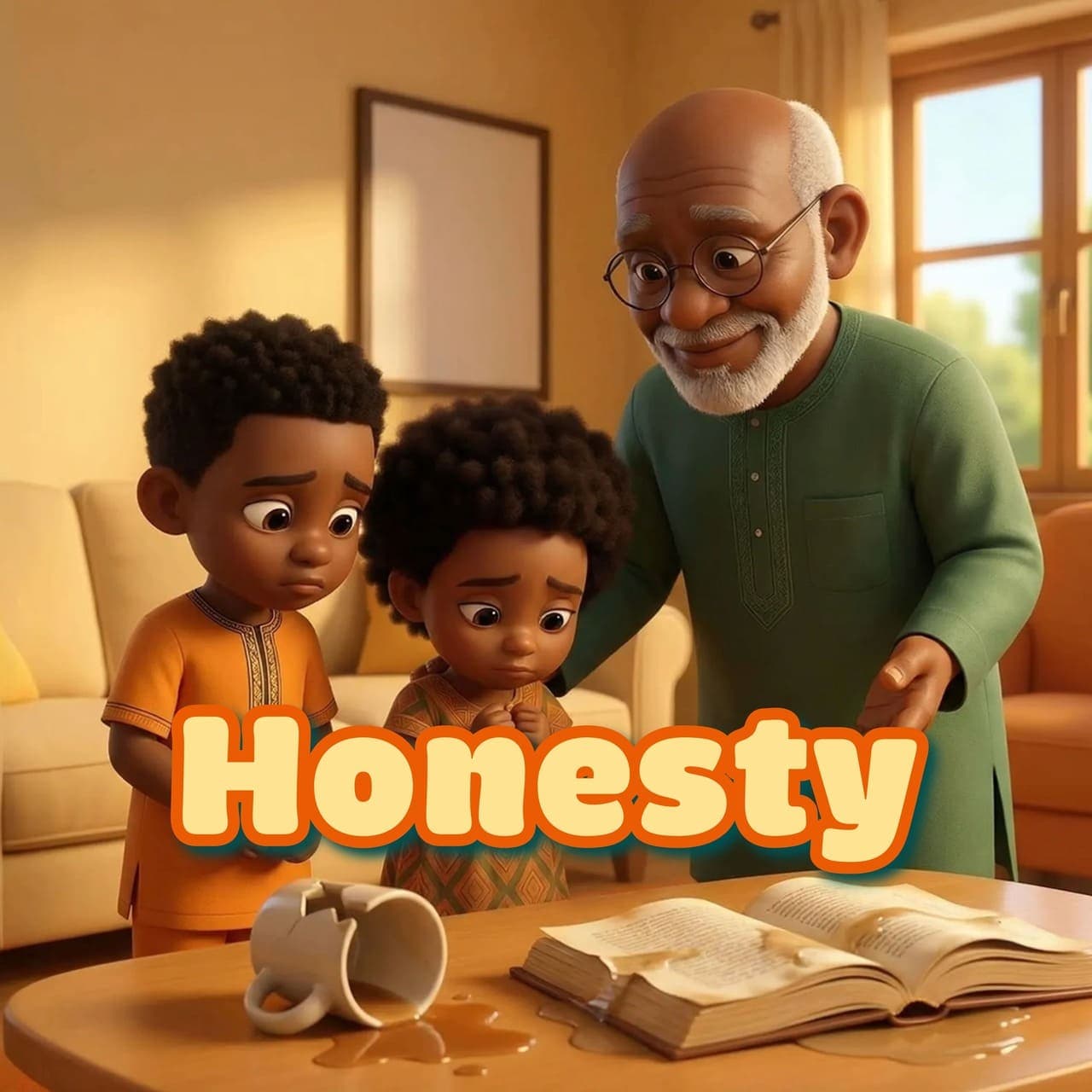 Oba and Zuri's adventures: Be honest scene artwork
