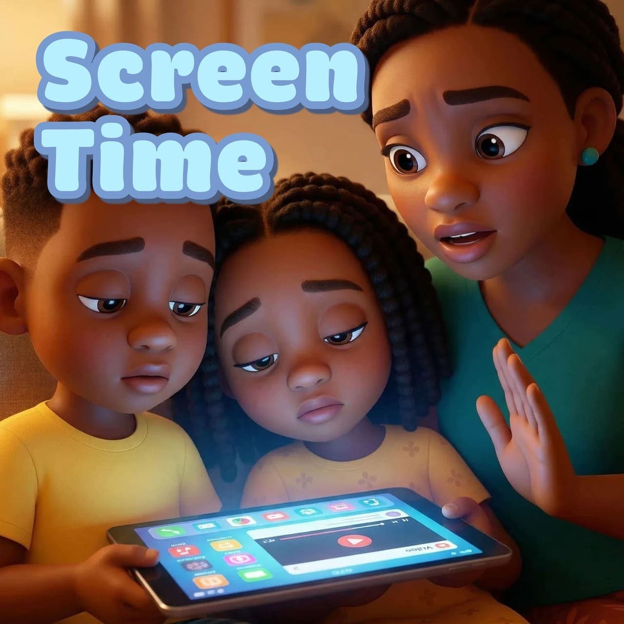 Oba and Zuri's adventures: Screen time scene artwork