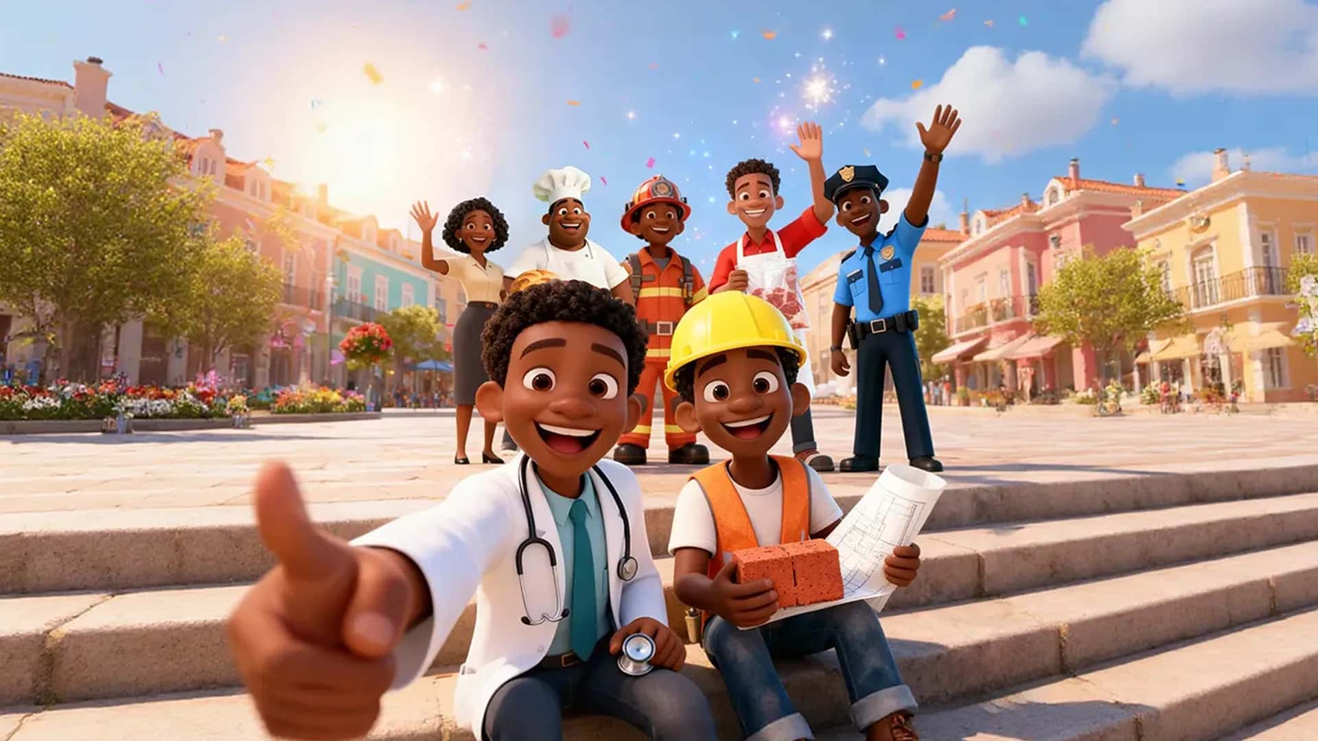 Fun & Learn: Community helpers scene artwork
