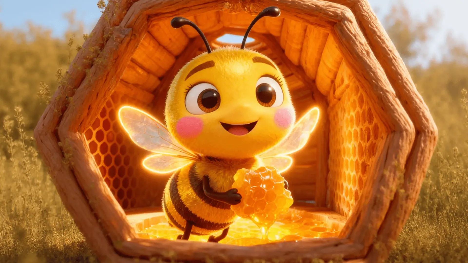 Fun & Learn: Busy little bee scene artwork