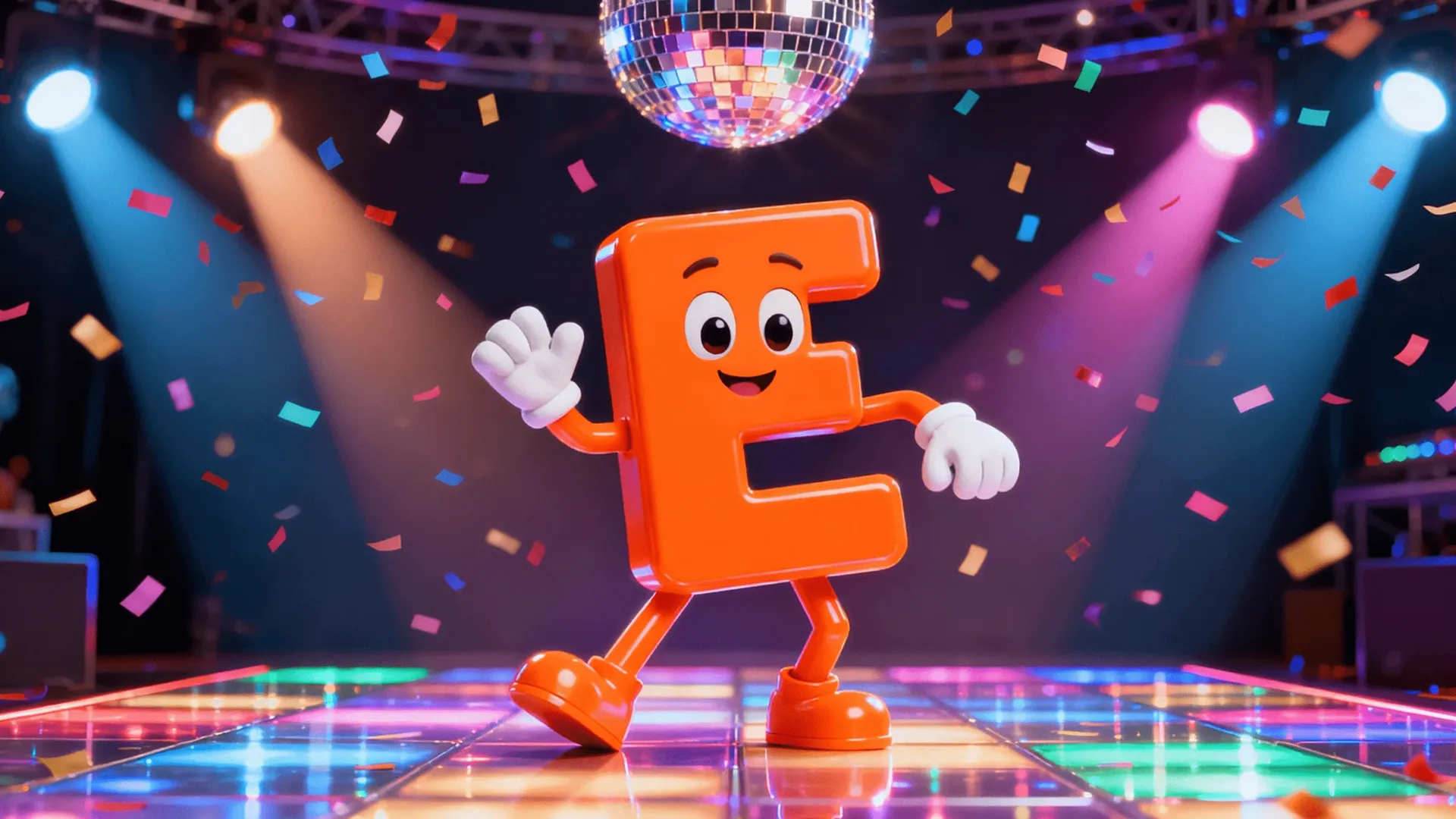 Learning English Alphabet: Letter E scene artwork